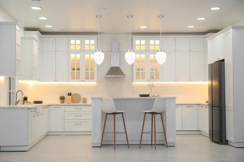 Gideon 1 Light 10" Pendant in Brushed Nickel in a room setting