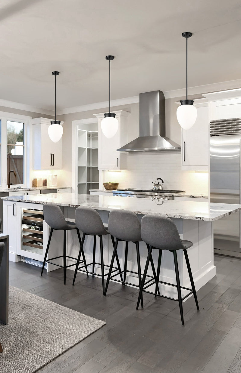 Gideon 1 Light 10" Pendant in Matte Black in a room setting