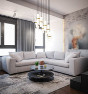 Cayden 11 Light 24" Pendant in Modern Gold in a room setting