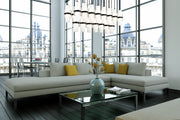 Cayden 23 Light 54" Linear Pendant in Matte Black in a room setting