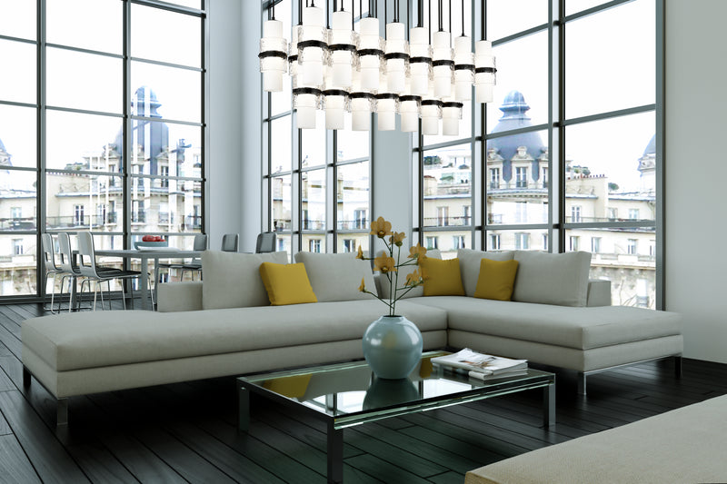 Cayden 23 Light 54" Linear Pendant in Matte Black in a room setting