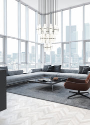 Cayden 27 Light 36" Pendant in Brushed Nickel in a room setting