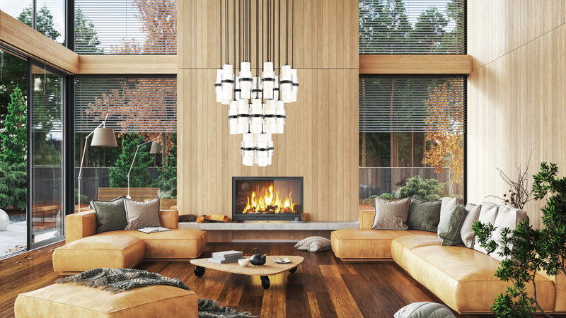 Cayden 27 Light 36" Pendant in Matte Black in a room setting