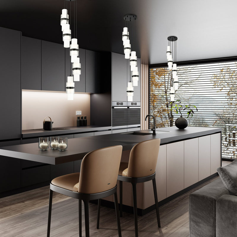 Cayden 5 Light 12" Pendant in Matte Black in a room setting