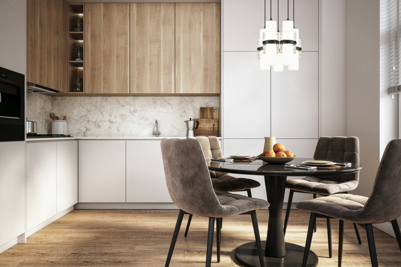 Cayden 5 Light 12" Pendant in Matte Black in a room setting