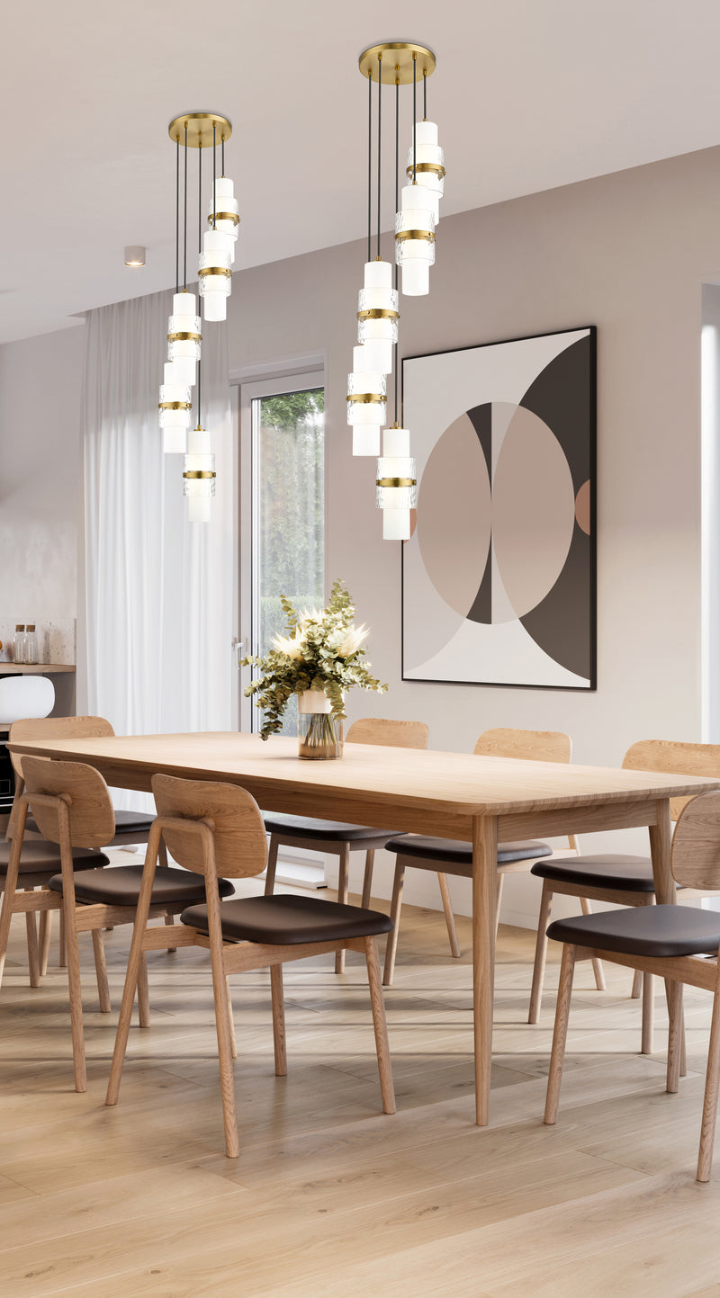 Cayden 5 Light 12" Pendant in Modern Gold in a room setting