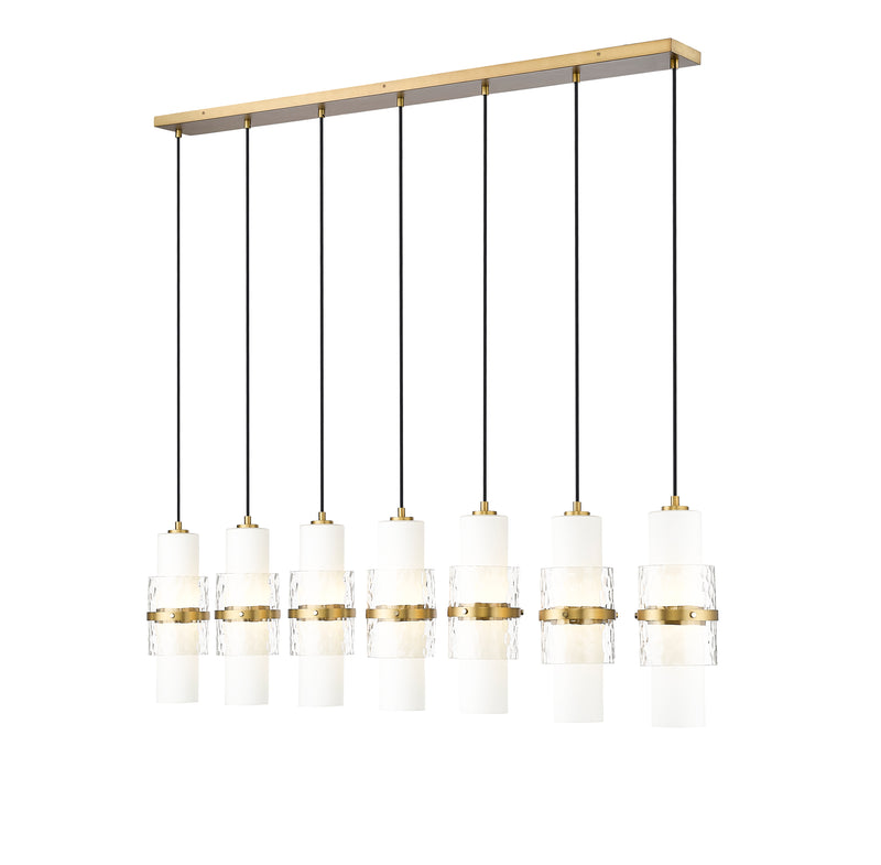 Cayden 7 Light 54" Linear Pendant in Modern Gold