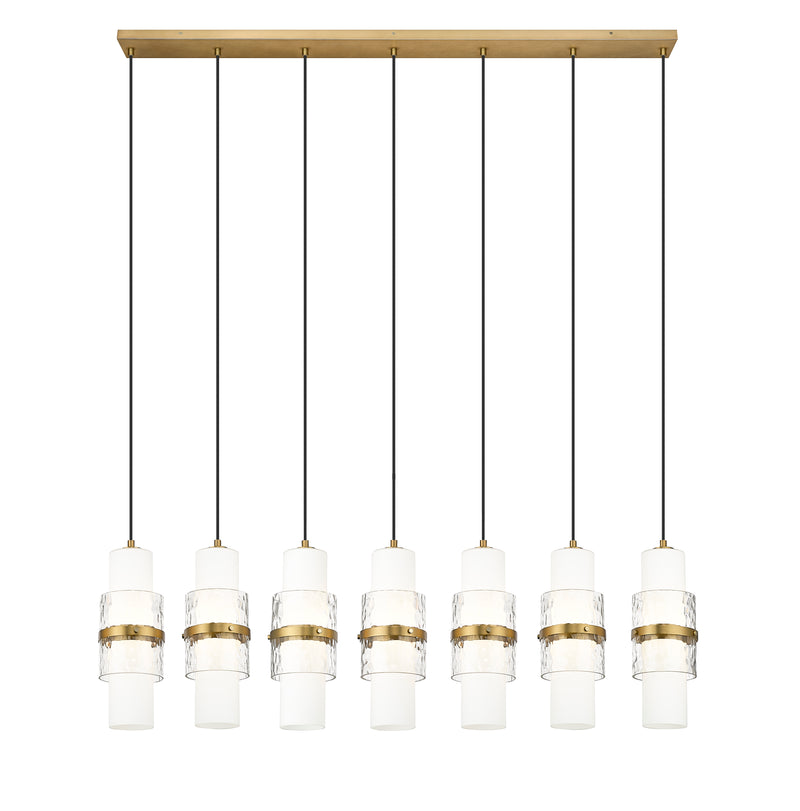 Cayden 7 Light 54" Linear Pendant in Modern Gold