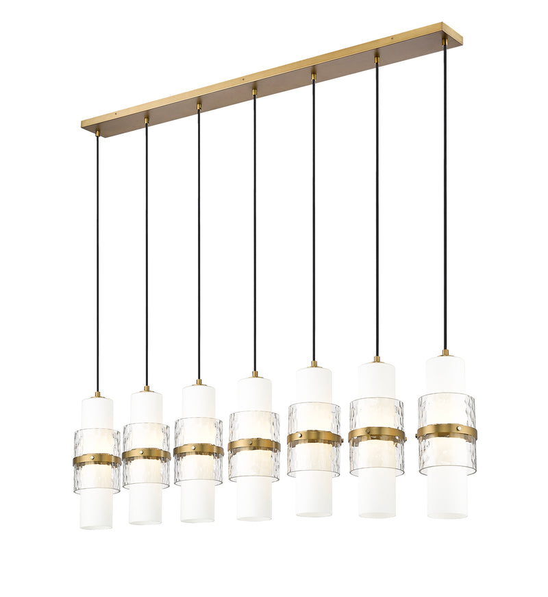 Cayden 7 Light 54" Linear Pendant in Modern Gold