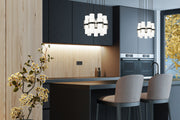 Cayden 7 Light 18" Pendant in Matte Black in a room setting