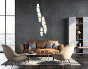 Cayden 7 Light 18" Pendant in Modern Gold in a room setting