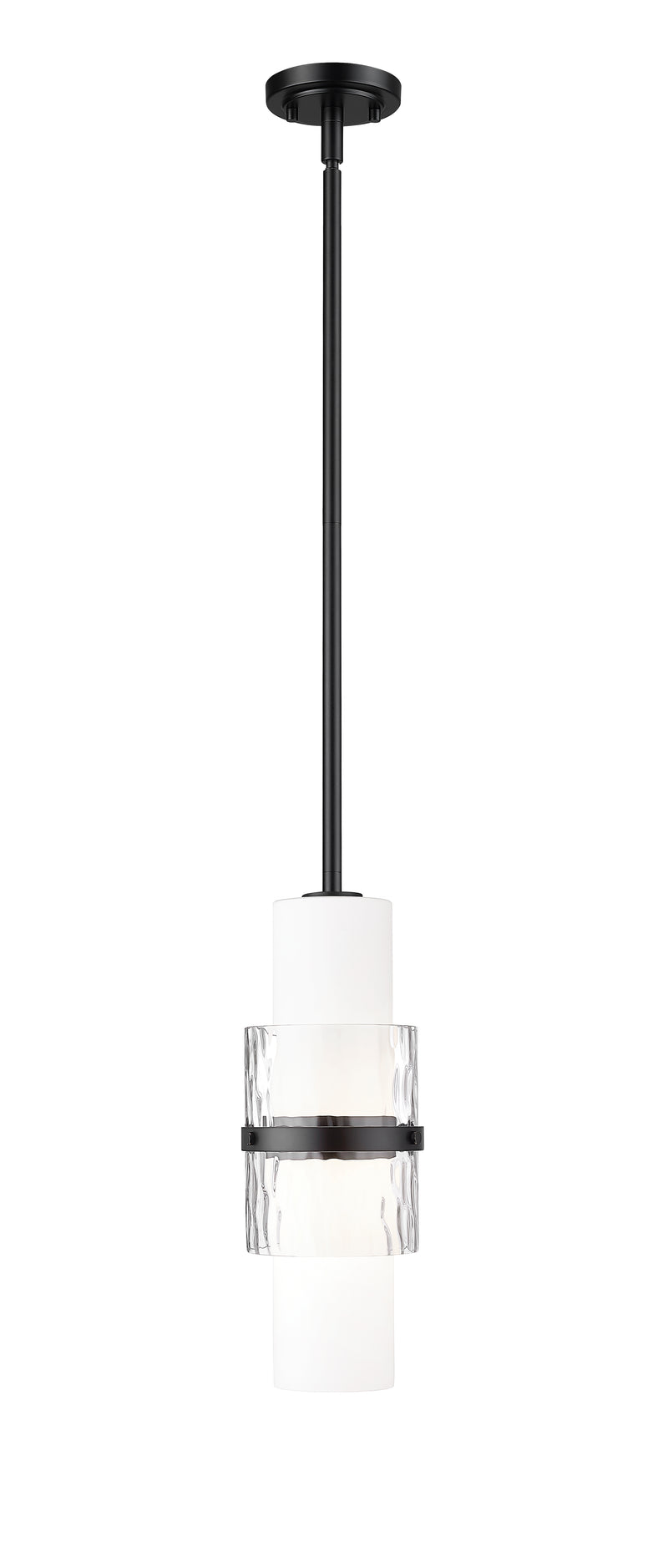 Cayden 1 Light 6.5" Pendant, Rod Mount in Matte Black