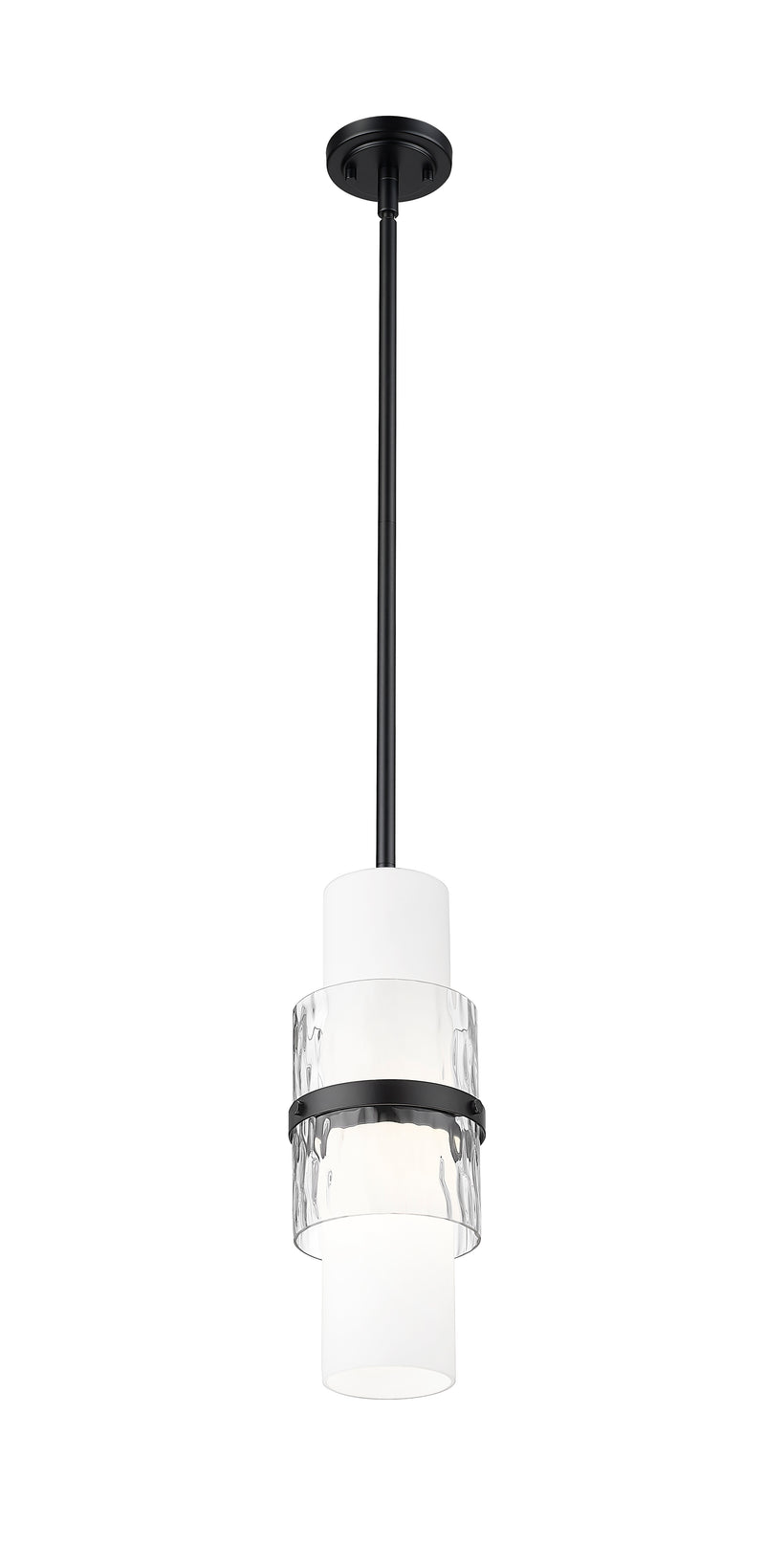Cayden 1 Light 6.5" Pendant, Rod Mount in Matte Black
