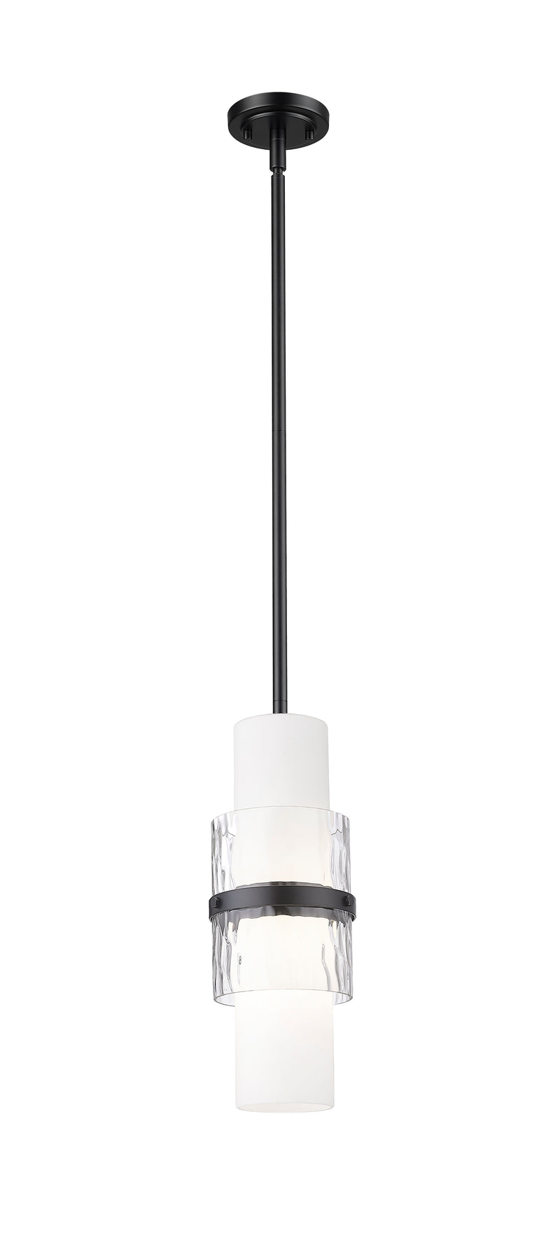 Cayden 1 Light 6.5" Pendant, Rod Mount in Matte Black