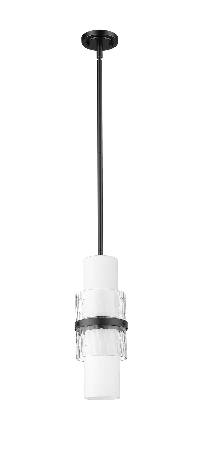 Cayden 1 Light 6.5" Pendant, Rod Mount in Matte Black