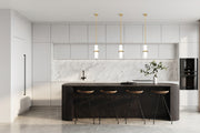 Cayden 1 Light 6.5" Pendant, Rod Mount in Modern Gold in a room setting