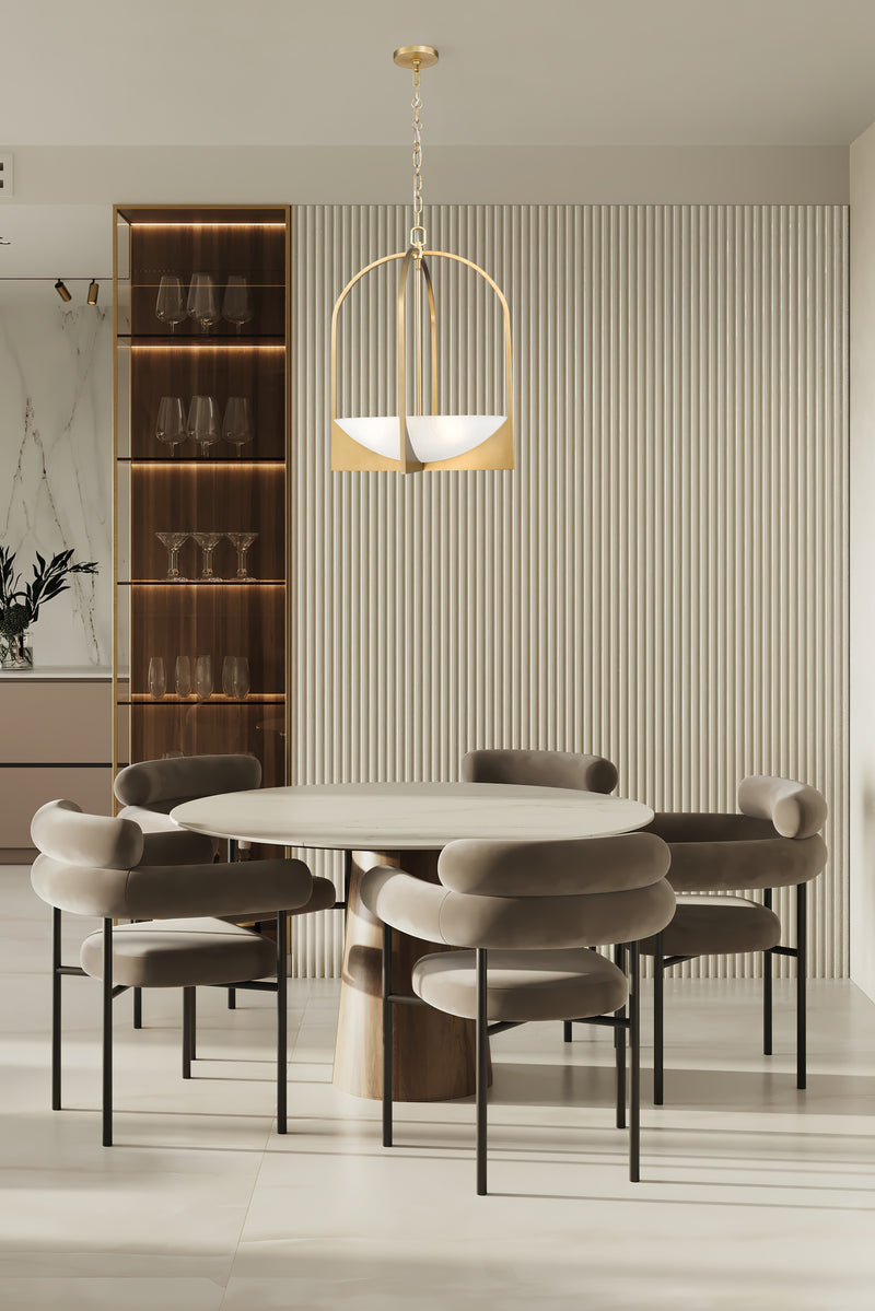 Devon 4 Light 18" Pendant in Modern Gold in a room setting