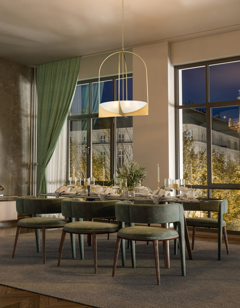 Devon 6 Light 24" Pendant in Modern Gold in a room setting