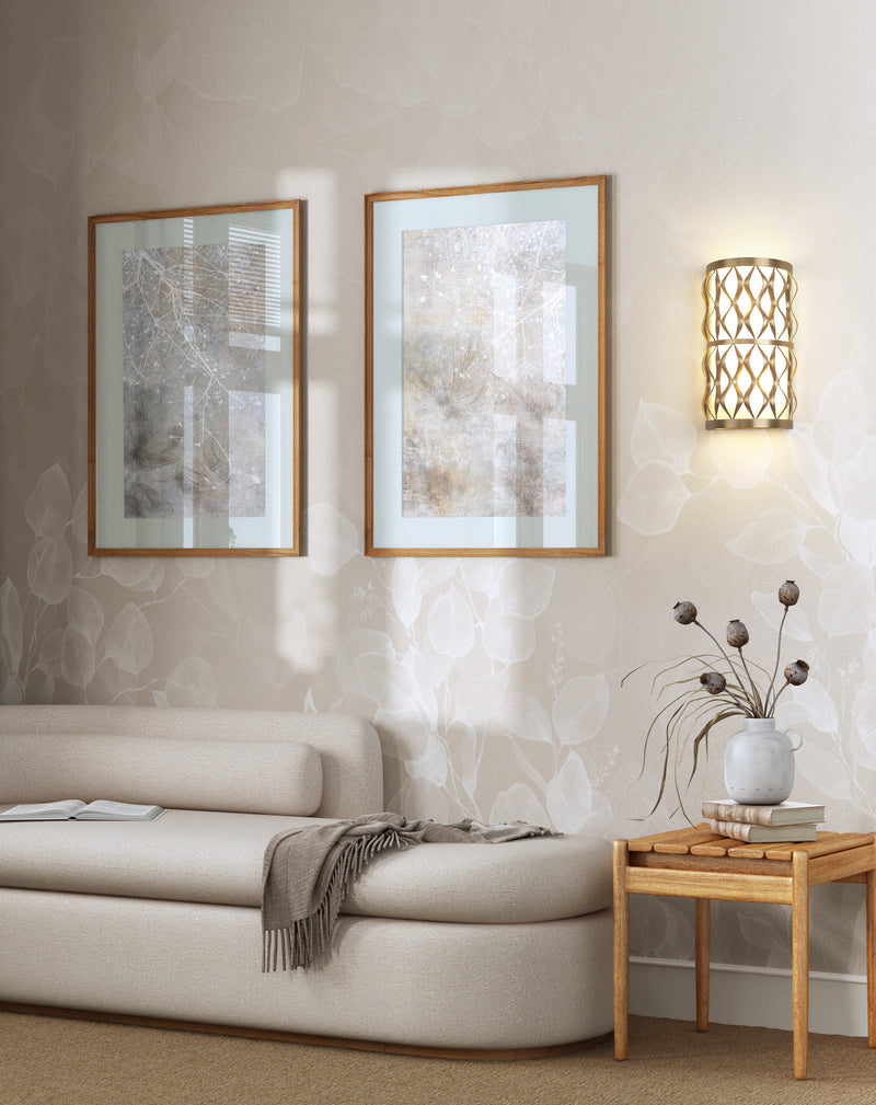 Harden 2 Light 8" Wall Sconce in Modern Gold in a room setting