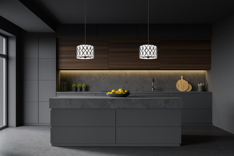 Harden 5 Light 18.25" Pendant in Matte Black in a room setting