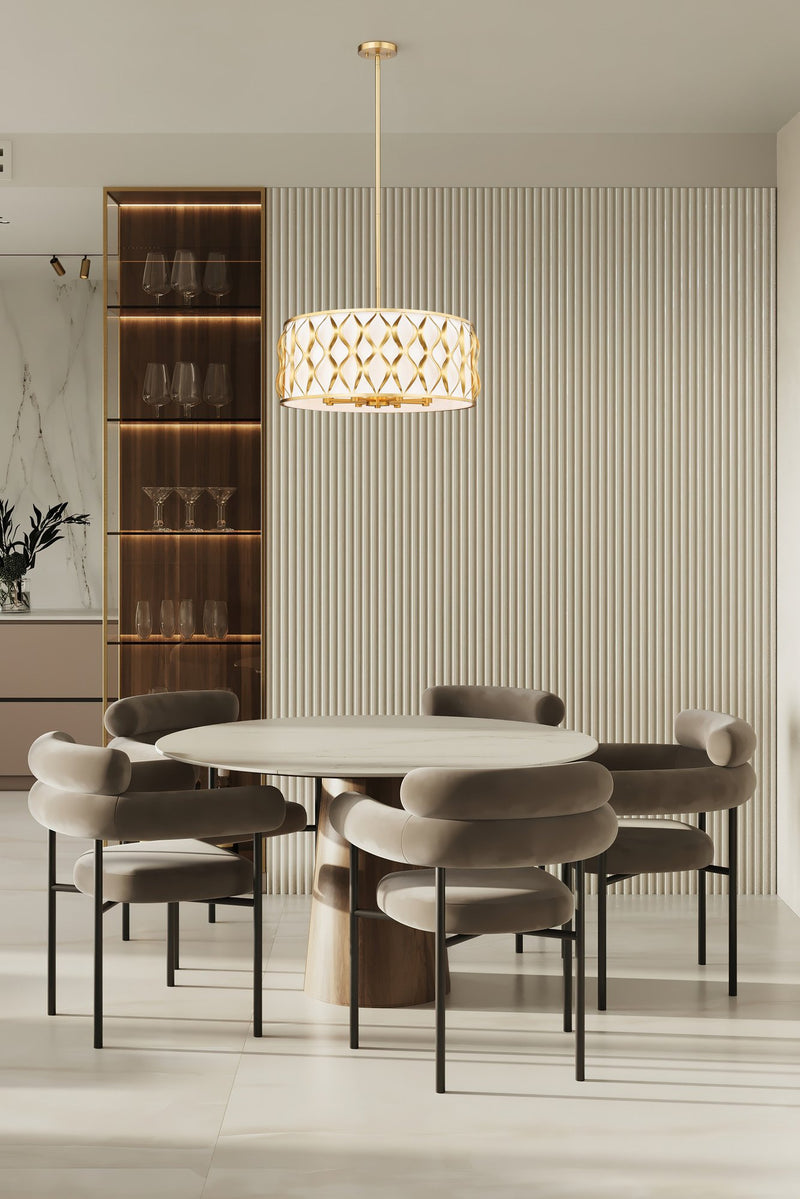Harden 8 Light 26.25" Pendant in Modern Gold in a room setting
