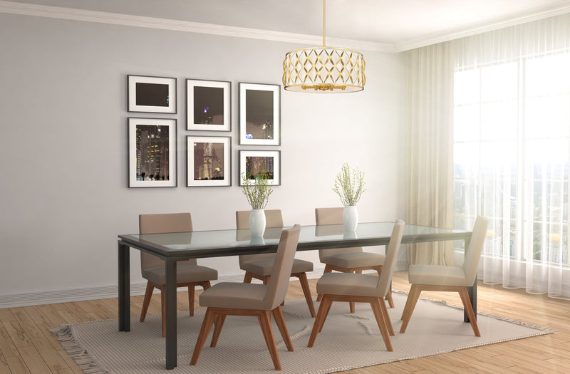 Harden 8 Light 26.25" Pendant in Modern Gold in a room setting