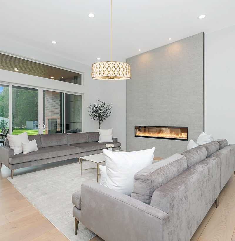 Harden 10 Light 32" Pendant in Modern Gold in a room setting