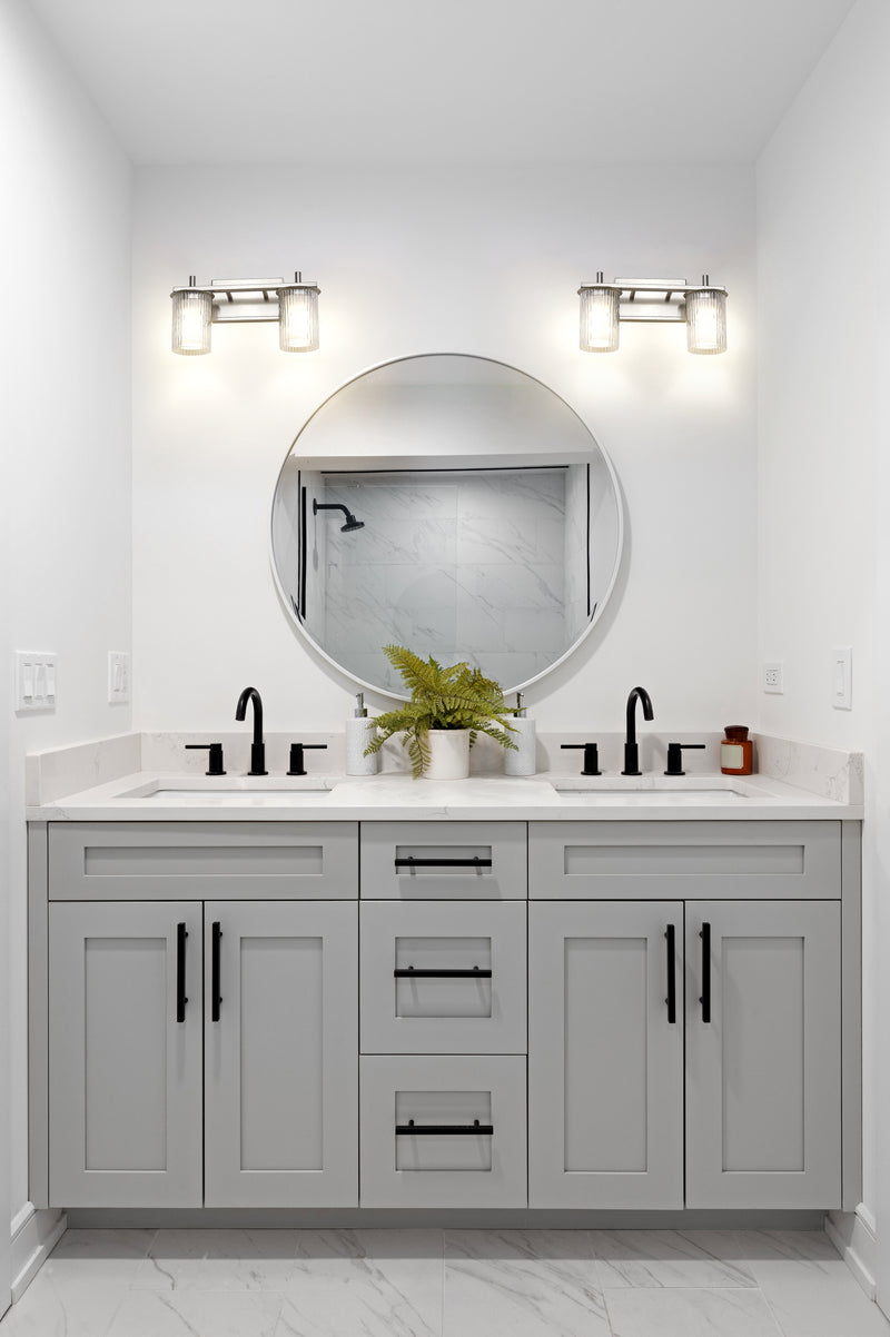 Grayson 2 Light 16" Vanity in Brushed Nickel in a room setting