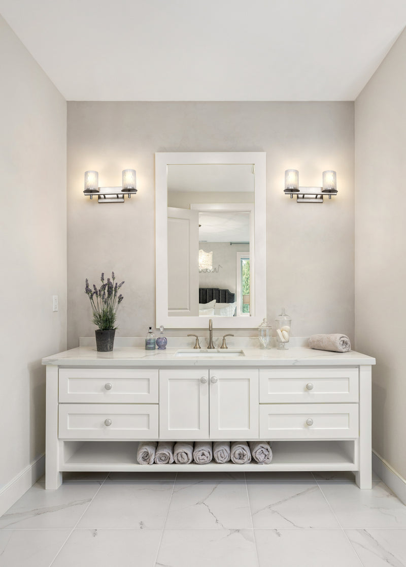 Grayson 2 Light 16" Vanity in Brushed Nickel in a room setting