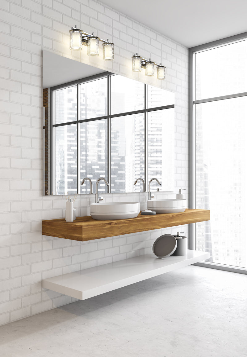 Grayson 3 Light 23" Vanity in Chrome in a room setting