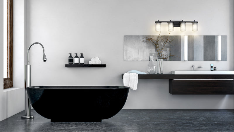 Grayson 4 Light 31" Vanity in Matte Black in a room setting