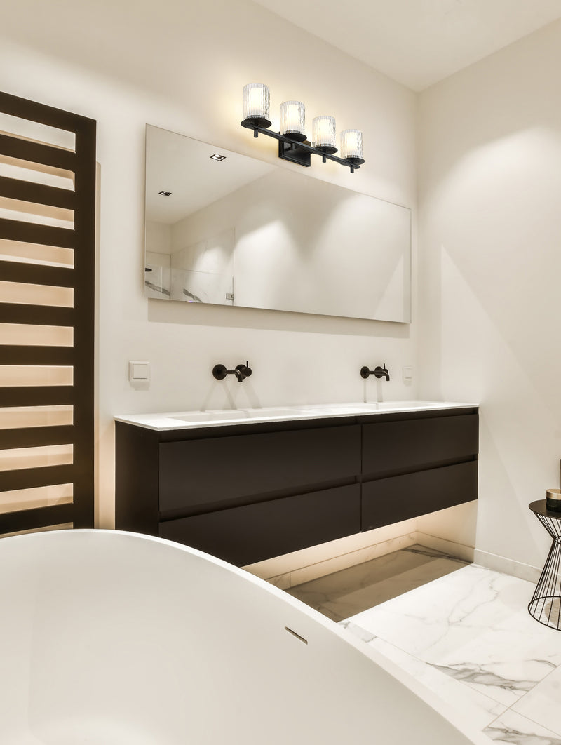 Grayson 4 Light 31" Vanity in Matte Black in a room setting