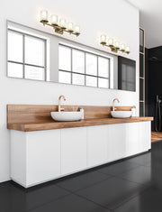 Grayson 5 Light 40" Vanity in Modern Gold in a room setting