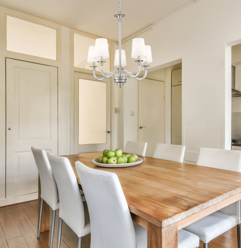 Katerina 5 Light 24" Chandelier in Brushed Nickel in a room setting
