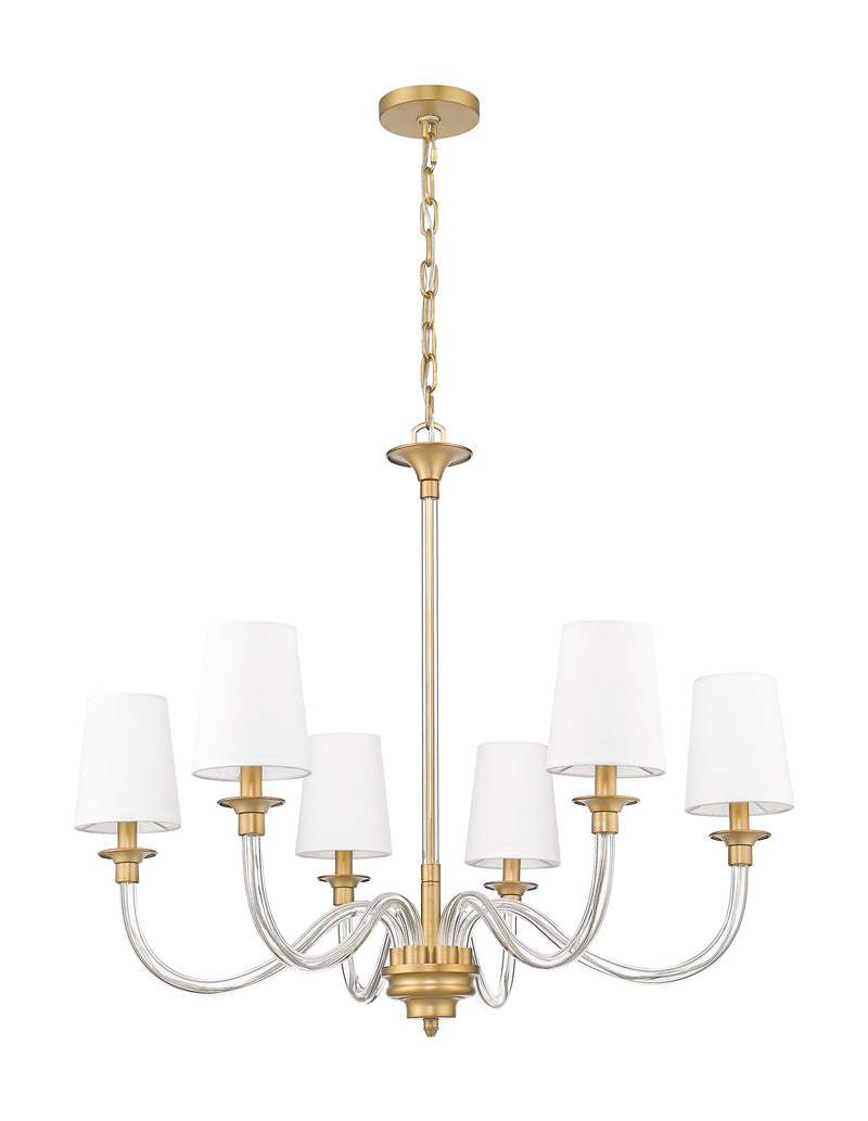 Katerina 6 Light 32" Chandelier in Rubbed Brass