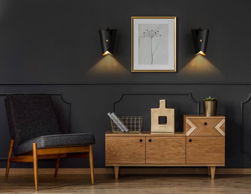 Salone 1 Light 7" Wall Sconce in Matte Black in a room setting