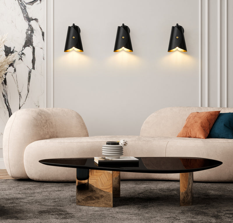 Salone 1 Light 7" Wall Sconce in Matte Black in a room setting