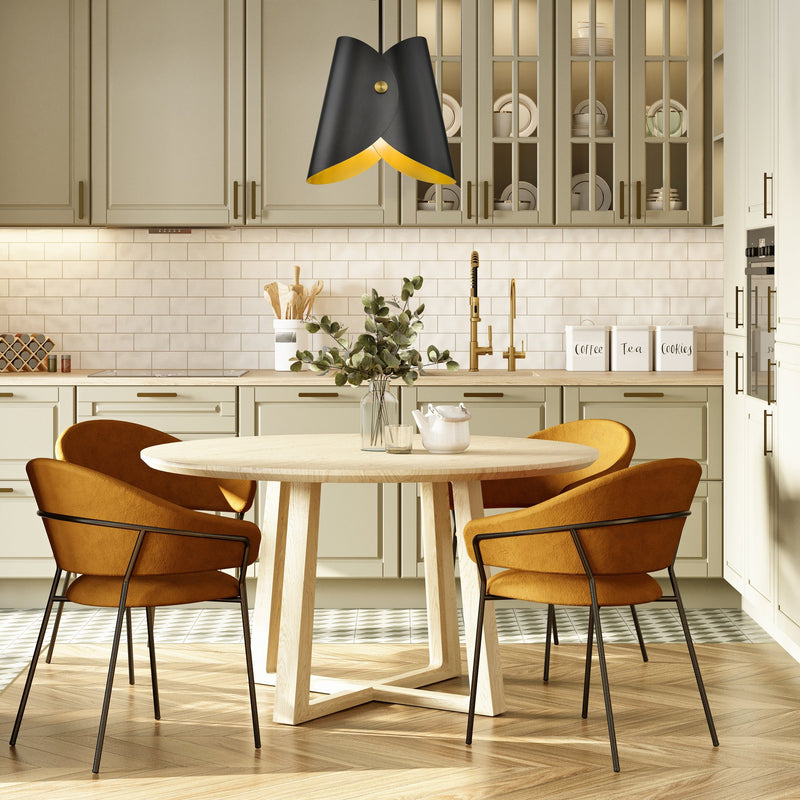 Salone 1 Light 14.25" Pendant in Matte Black in a room setting