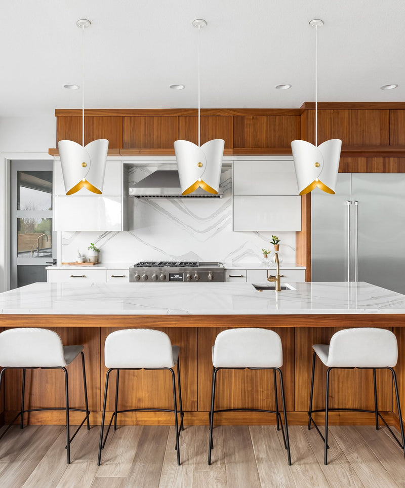 Salone 1 Light 14.25" Pendant in Matte White in a room setting