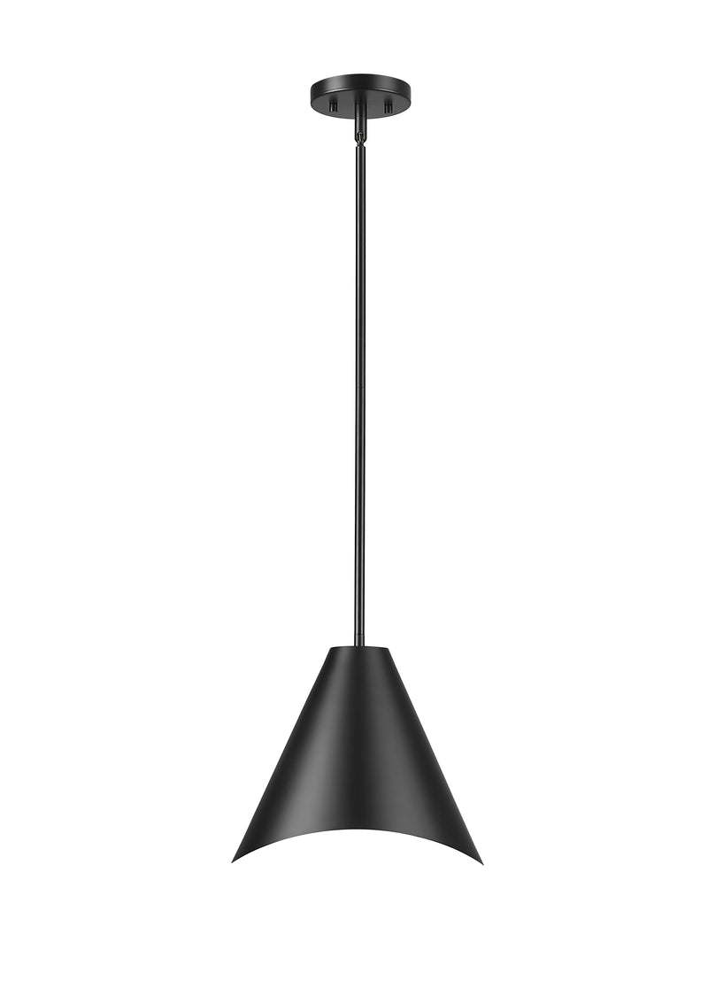 Aria 1 Light 12" Pendant in Matte Black