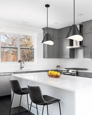 Aria 1 Light 12" Pendant in Matte Black in a room setting
