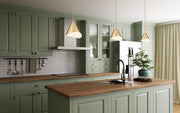 Aria 1 Light 12" Pendant in Modern Gold in a room setting