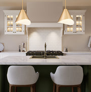 Aria 1 Light 12" Pendant in Modern Gold in a room setting
