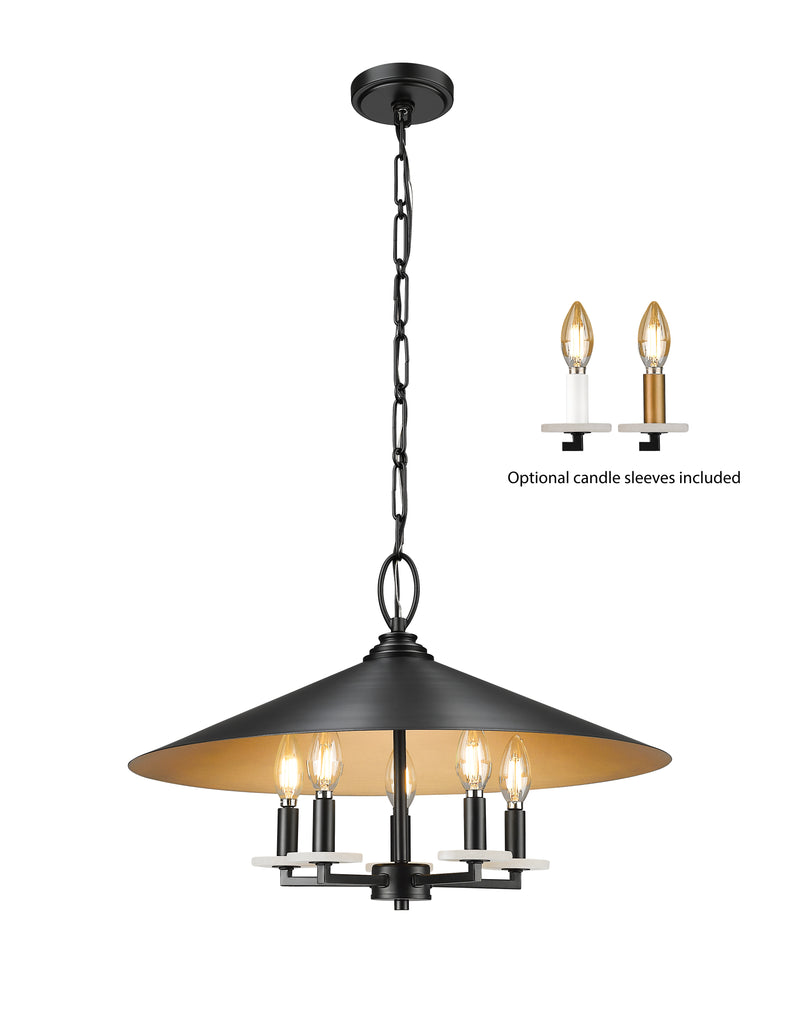 Rialto 5 Light 22" Pendant in Matte Black