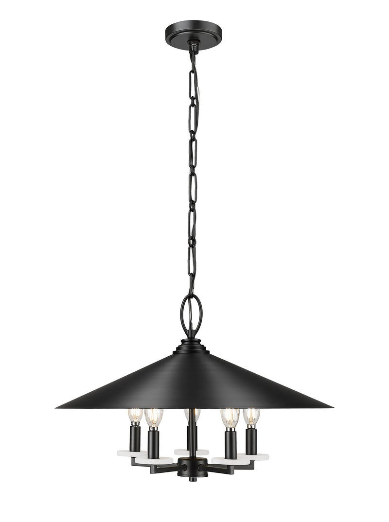 Rialto 5 Light 22" Pendant in Matte Black