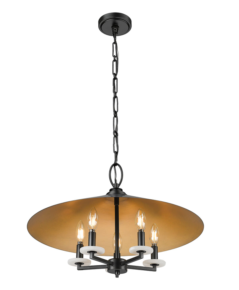 Rialto 5 Light 22" Pendant in Matte Black