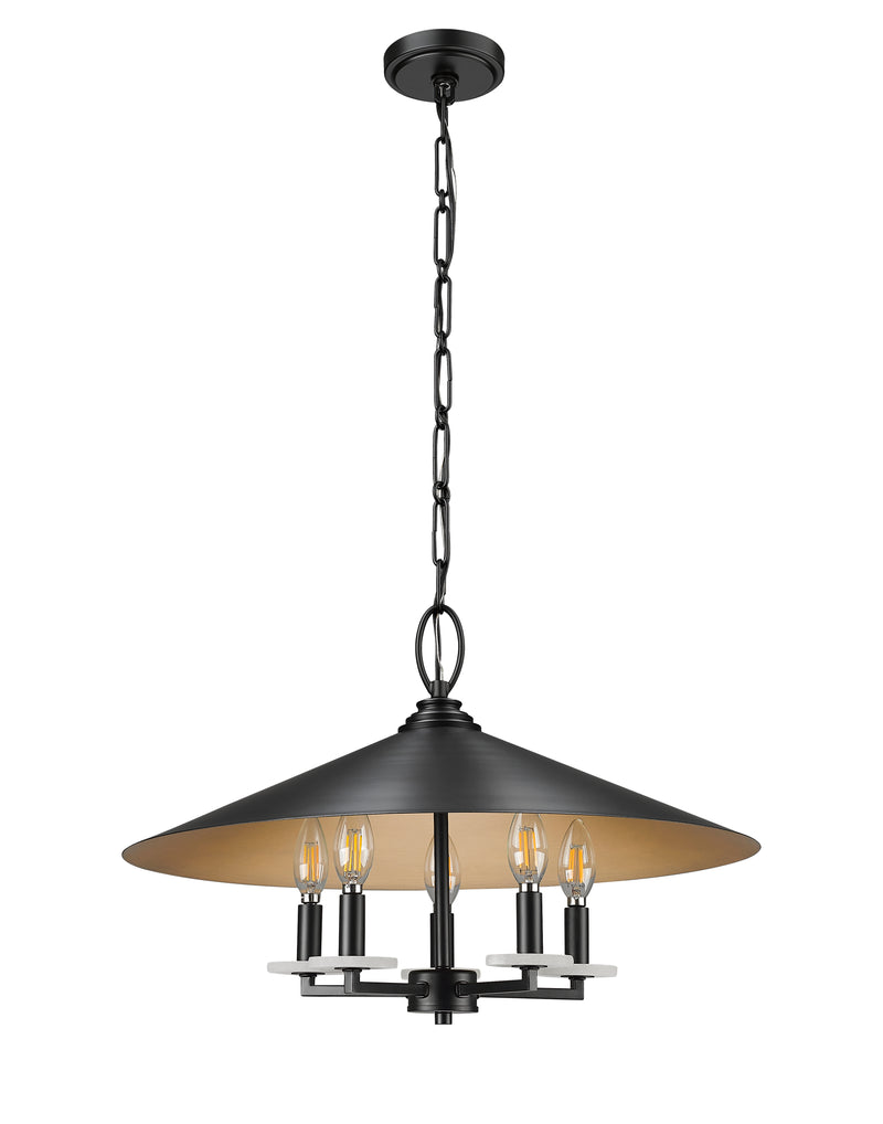Rialto 5 Light 22" Pendant in Matte Black