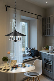 Rialto 5 Light 22" Pendant in Matte Black in a room setting