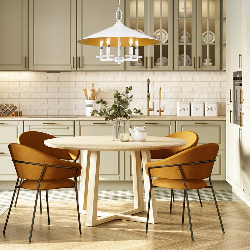 Rialto 5 Light 22" Pendant in Matte White in a room setting