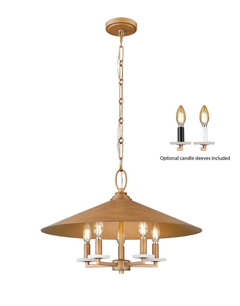 Rialto 5 Light 22" Pendant in Signature Gold